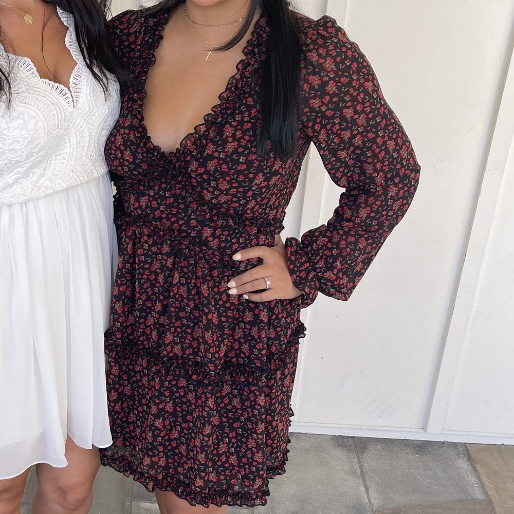 Row A Black & Red Floral Dress